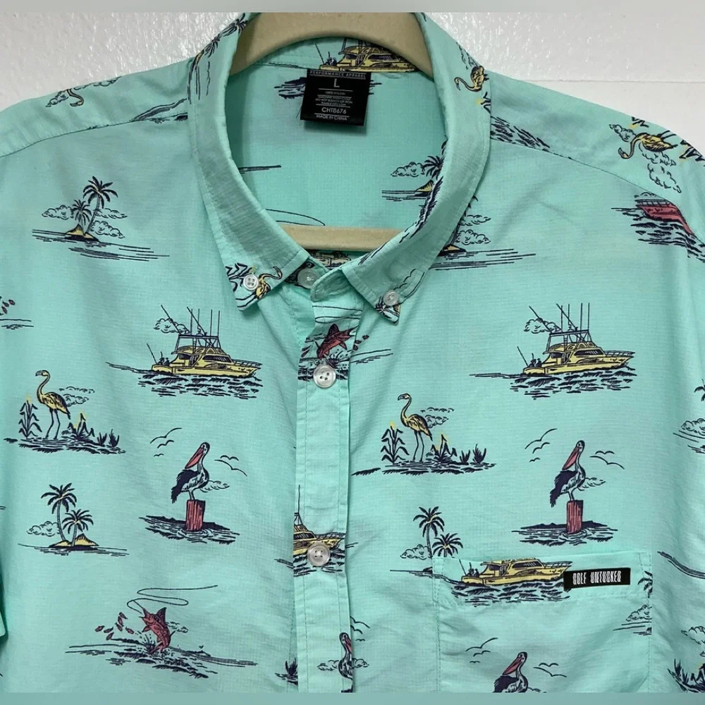 Gulf Untucked Men’s Airplane Print Hawaiian Shirt - Picture 2 of 5